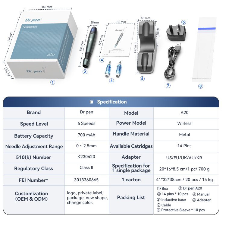 dr pen a20 wireless microneedling pen – advanced dermapen for skin rejuvenation