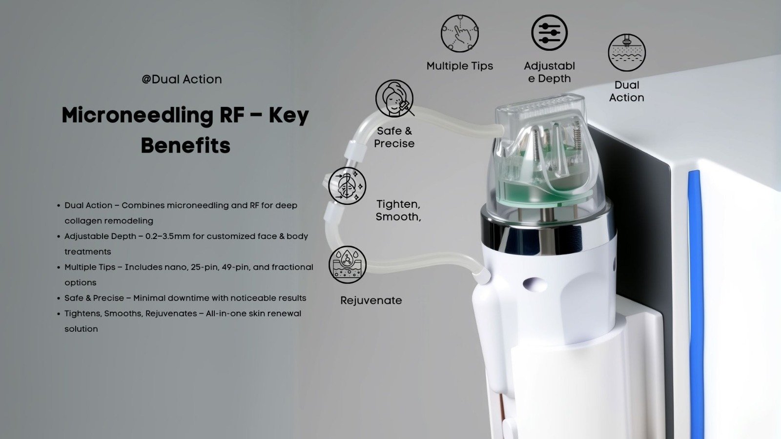 RF microneedling device for skin tightening and rejuvenation