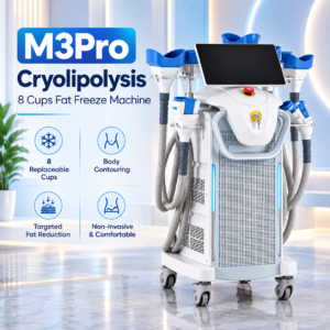 M3Pro cryolipolysis machine with 8 replaceable cups for professional fat freezing and body contouring