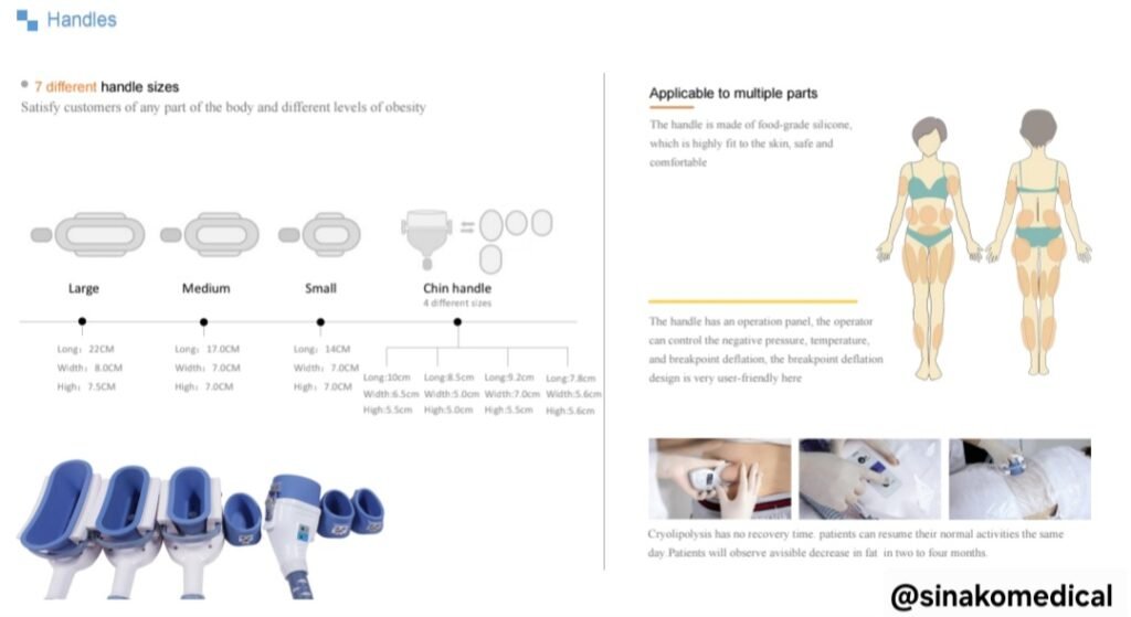 M18 fat freezing machine featuring four independent cryolipolysis handles for multi-area treatment.