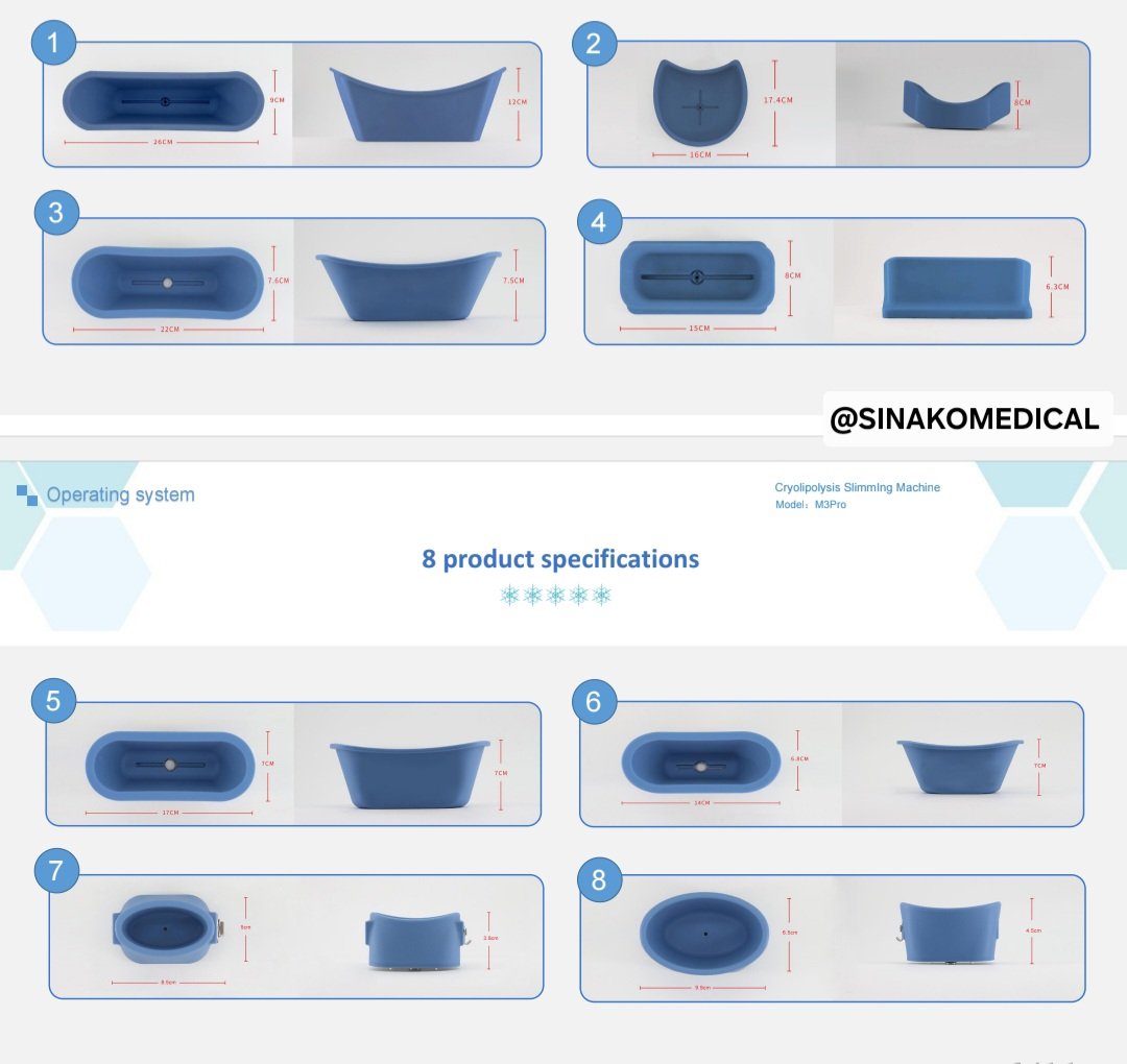 Cryolipolysis machine with replaceable cup sizes
