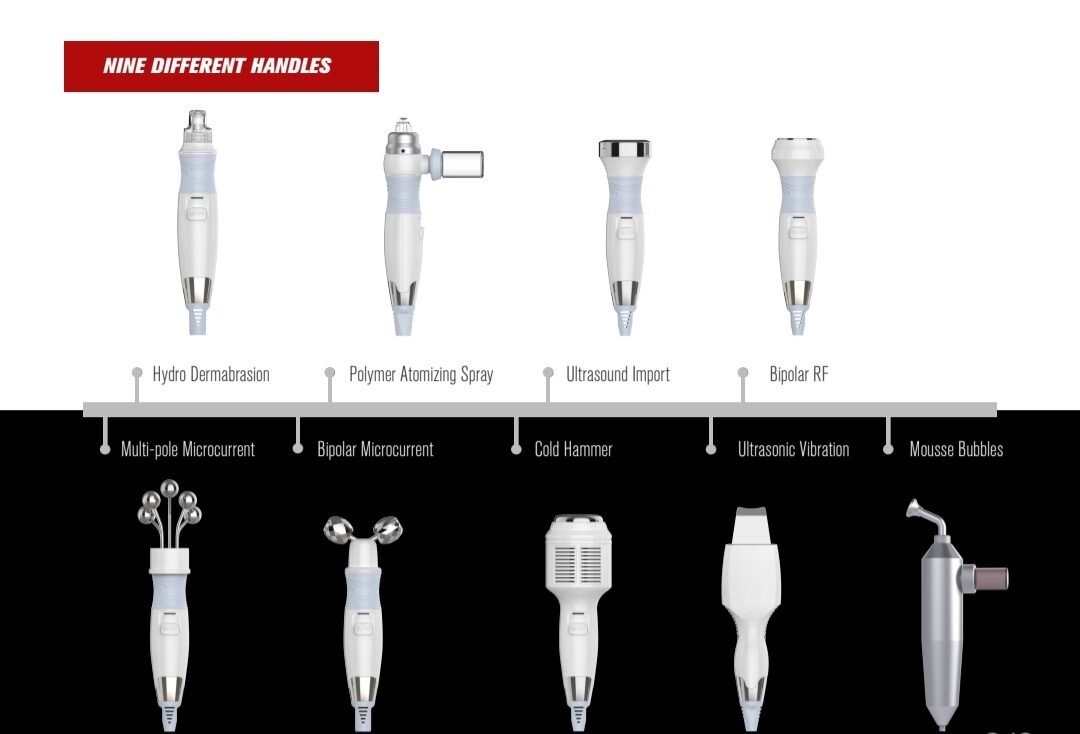 Professional 9 in 1 hydrafacial machine designed for clinics, medical spas, and beauty salons