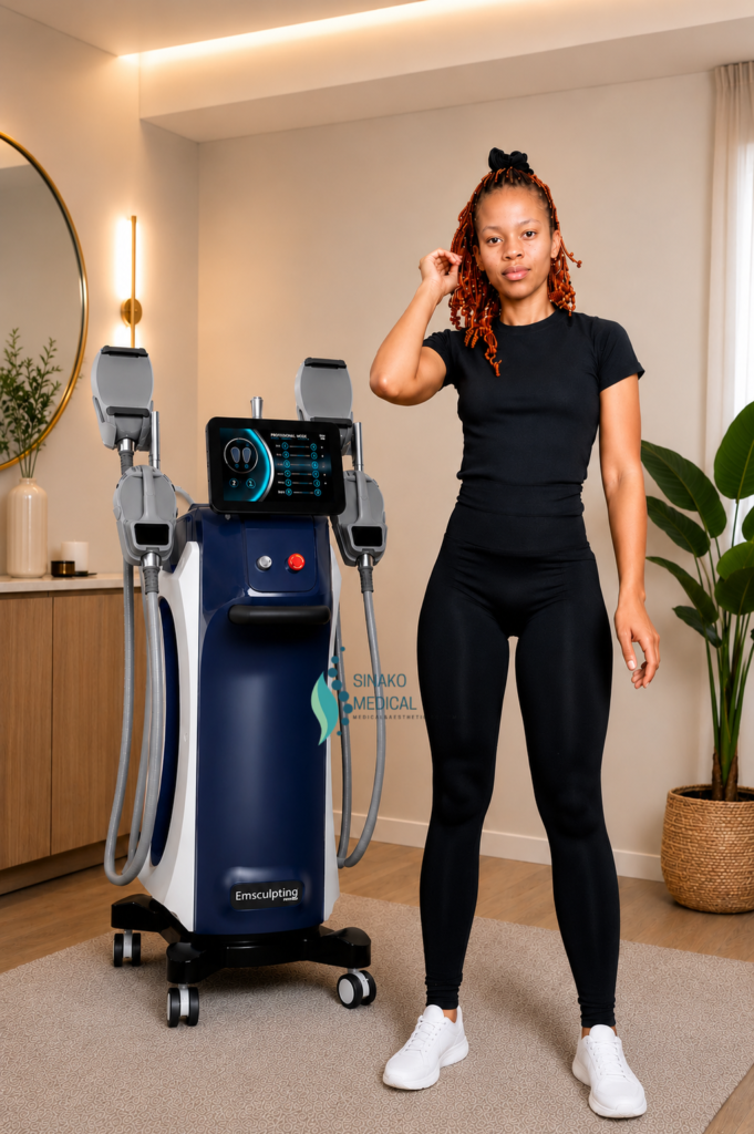 Higher power HIFEM 4 handles EMSculpt body sculpting machine