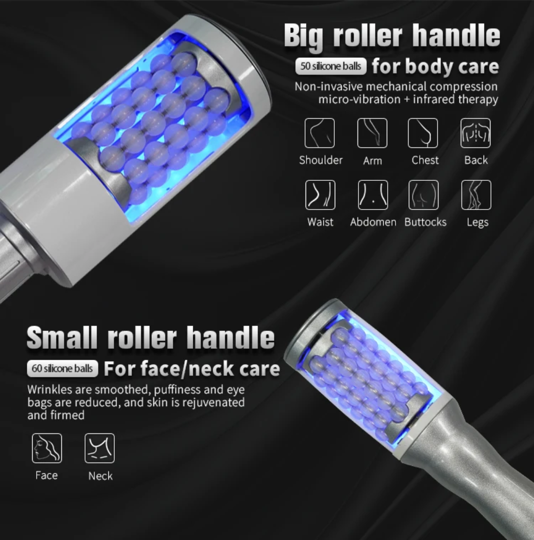 Close-up of endosphere roller handpiece used for body contouring and cellulite reduction