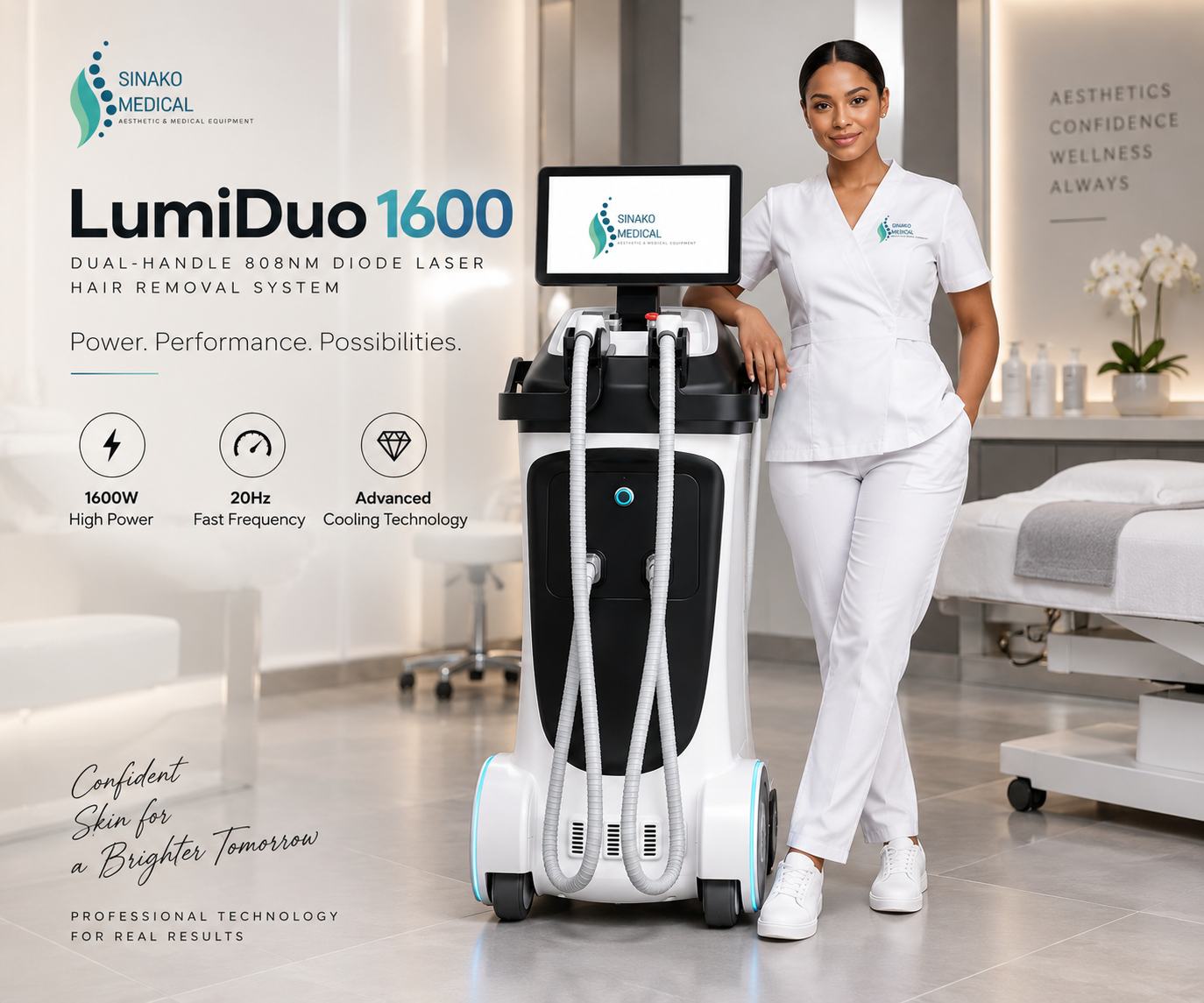 Medical diode laser hair removal system for med spas