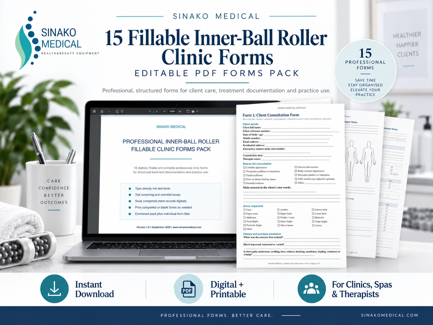 Professional Inner Ball Roller Fillable Clinic Forms