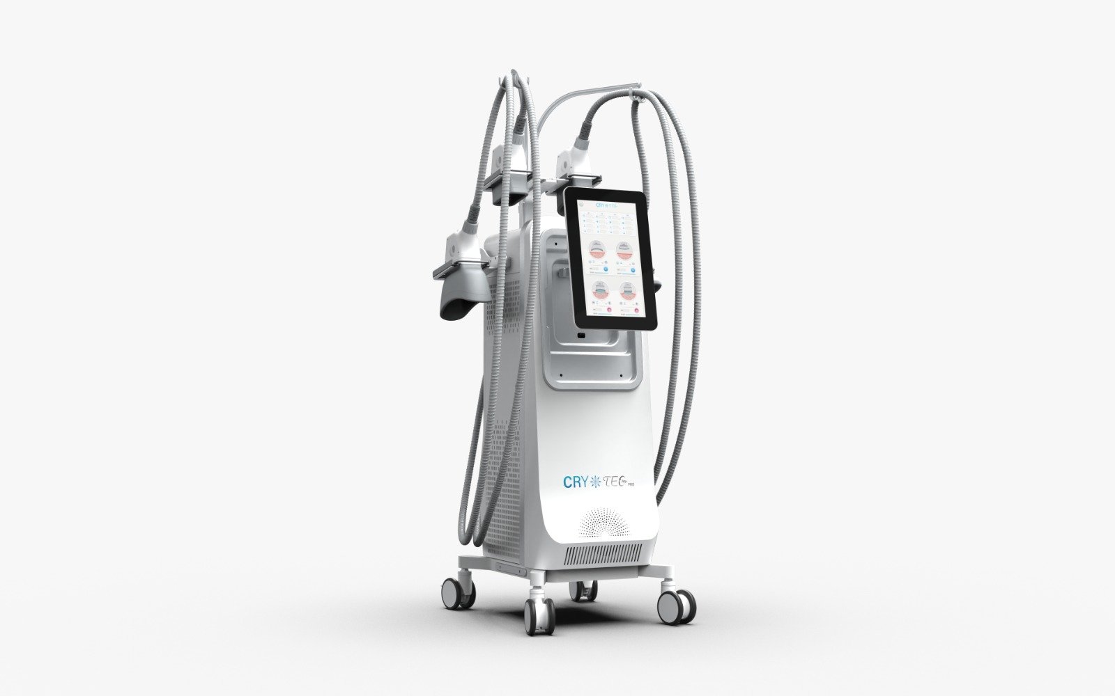 Professional cryolipolysis machine with touchscreen and cooling applicators