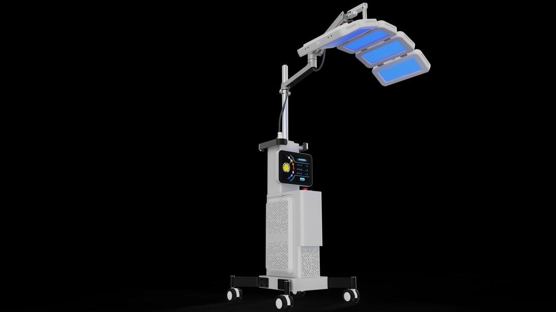 Seven-colour LED light therapy machine featuring red, blue, yellow, orange, cyan, purple and white light